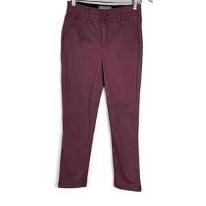 Wit And Wisdom Women's Maroon Mid‎ Rise Khaki Chino Pants Flat Front Size 2